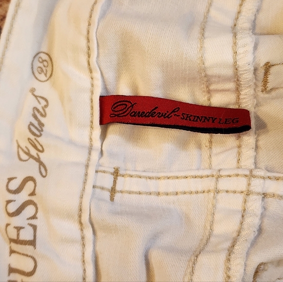 Guess Jeans Daredevil Skinny Leg White Denim With Stretch Size 28 - Picture 10 of 10